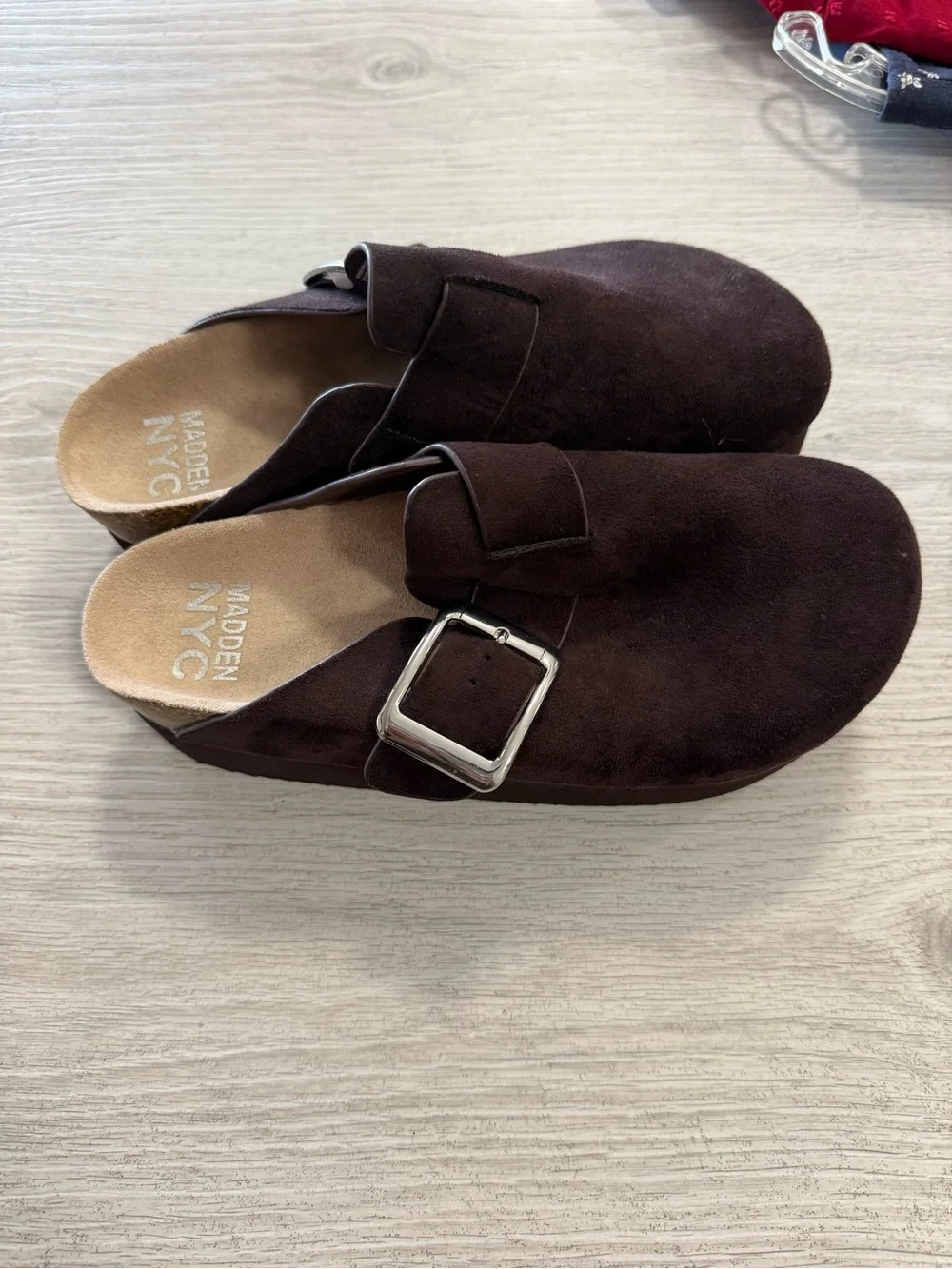 Madden NYC Women's Brown Suede Platform Clogs